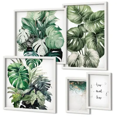 Tablou triptic înrămat cu imprimeu inspirații moderne din plante