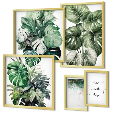 Tablou triptic înrămat cu imprimeu inspirații moderne din plante