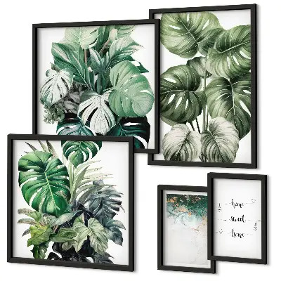 Tablou triptic înrămat cu imprimeu inspirații moderne din plante