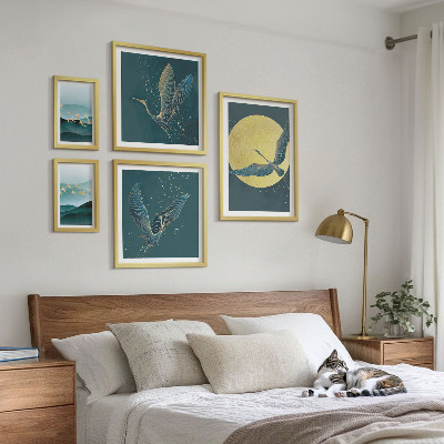 Decorațiune de perete set tablouri Peisaje păsări cerul nopții