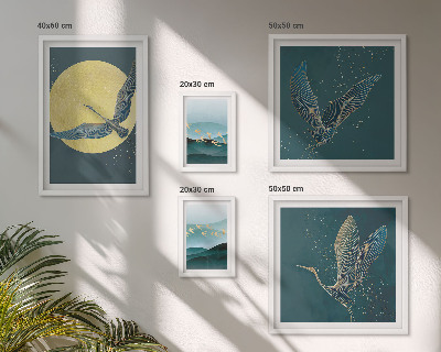 Decorațiune de perete set tablouri Peisaje păsări cerul nopții