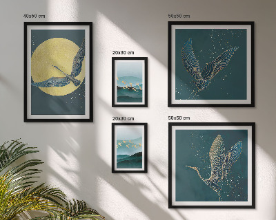 Decorațiune de perete set tablouri Peisaje păsări cerul nopții