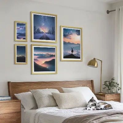 Peisaje montane noaptea tablou poliptic înrămat