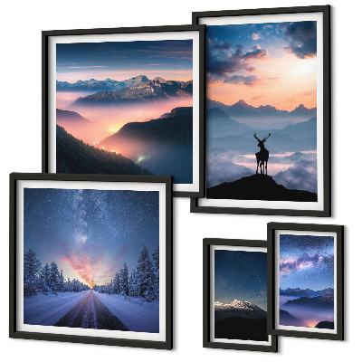 Polyptic înrămat Peisaje montane noaptea