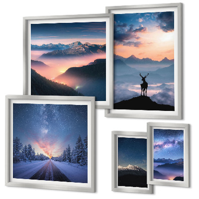 Polyptic înrămat Peisaje montane noaptea