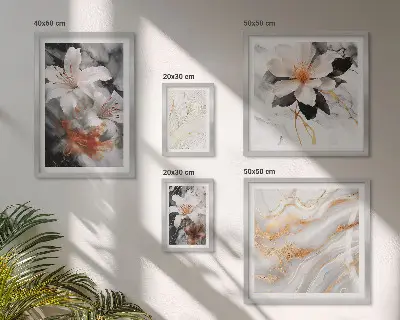 Set de tablouri decorative cu model floral din marmură