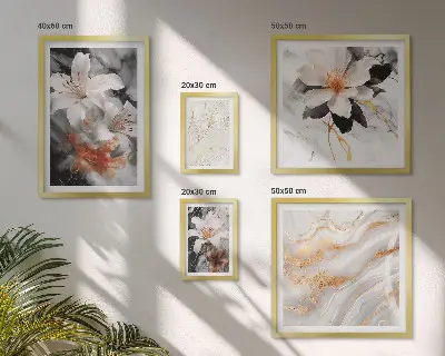 Set de tablouri decorative cu model floral din marmură