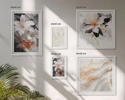 Set de tablouri decorative cu model floral din marmură