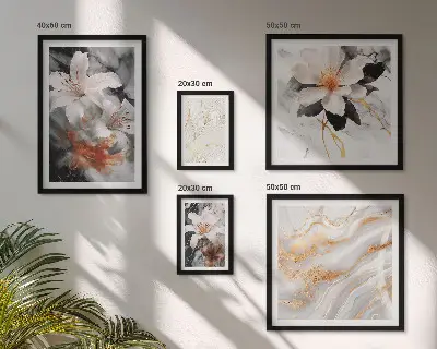 Set de tablouri decorative cu model floral din marmură
