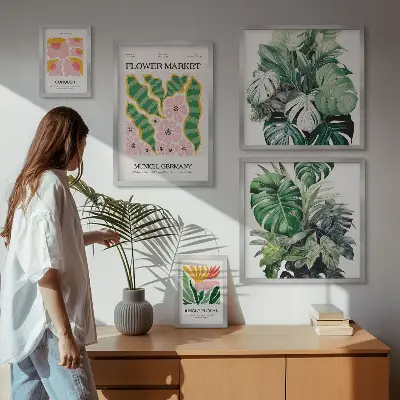 Set de tablouri decorative pentru perete cu motive vegetale în stil boho