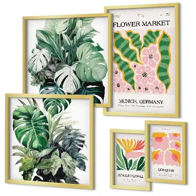 Set de tablouri decorative pentru perete cu motive vegetale în stil boho