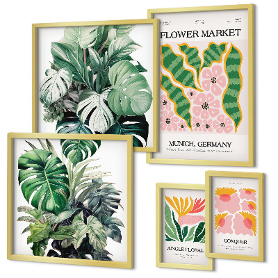 Decorațiune de perete set tablouri Motive vegetale cu flori boho
