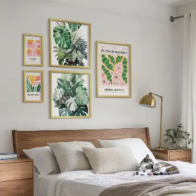 Set de tablouri decorative pentru perete cu motive vegetale în stil boho