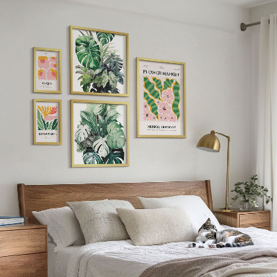 Decorațiune de perete set tablouri Motive vegetale cu flori boho
