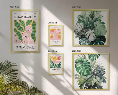 Set de tablouri decorative pentru perete cu motive vegetale în stil boho