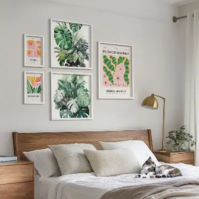Set de tablouri decorative pentru perete cu motive vegetale în stil boho