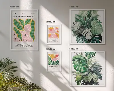 Set de tablouri decorative pentru perete cu motive vegetale în stil boho