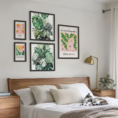 Set de tablouri decorative pentru perete cu motive vegetale în stil boho