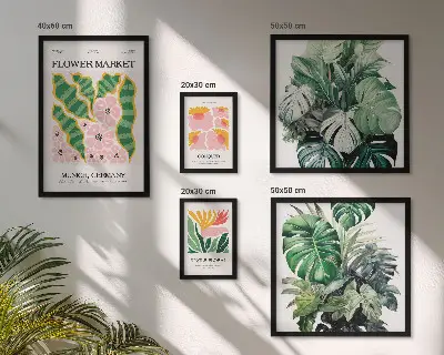 Set de tablouri decorative pentru perete cu motive vegetale în stil boho