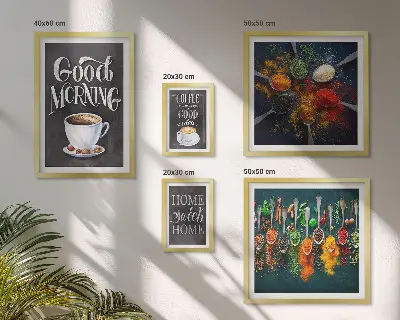 Poliptic înrămat cu tematică despre cafea pentru pasionați