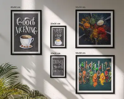Poliptic înrămat cu tematică despre cafea pentru pasionați