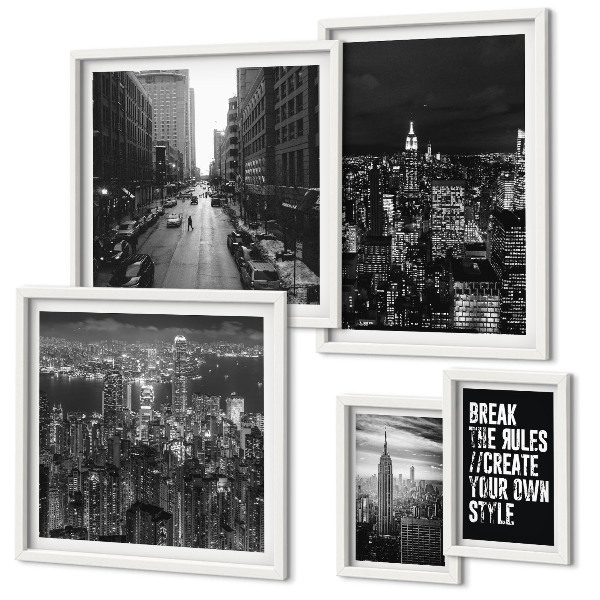 Decorațiune de perete set tablouri Vederi alb-negru ale orașului New York