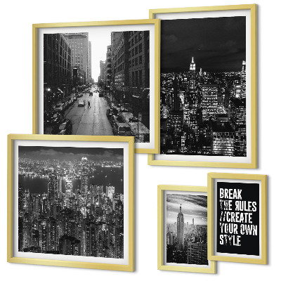 Decorațiune de perete set tablouri Vederi alb-negru ale orașului New York