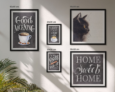 Decorațiune de perete set tablouri Sloganuri pozitive despre pisica de cafea