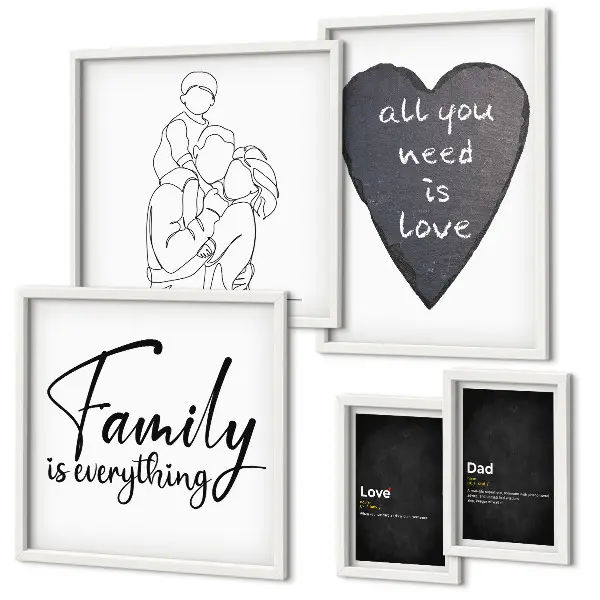 Set tablouri decorative pentru perete cu tema valorile familiei, dragostea și apropierea