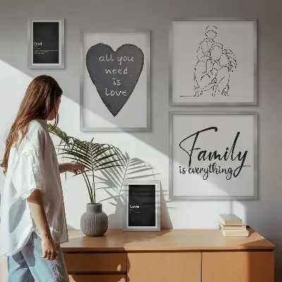 Set tablouri decorative pentru perete cu tema valorile familiei, dragostea și apropierea