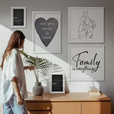 Set tablouri decorative pentru perete cu tema valorile familiei, dragostea și apropierea