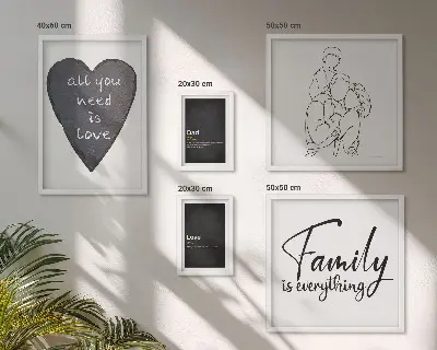 Set tablouri decorative pentru perete cu tema valorile familiei, dragostea și apropierea