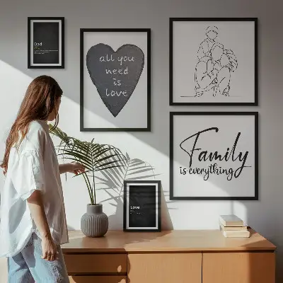 Set tablouri decorative pentru perete cu tema valorile familiei, dragostea și apropierea