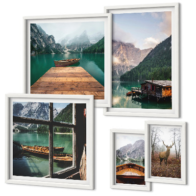 Decorațiune de perete set tablouri Peisaje montane cu lacuri