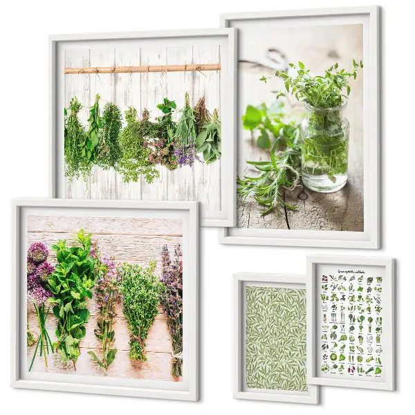 Tablou modular cu plante cu ramă decorativă