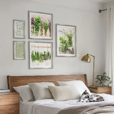 Tablou modular cu plante cu ramă decorativă