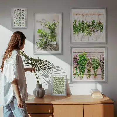 Tablou modular cu plante cu ramă decorativă