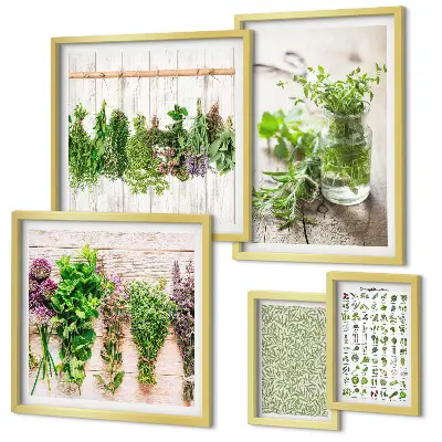 Tablou modular cu plante cu ramă decorativă