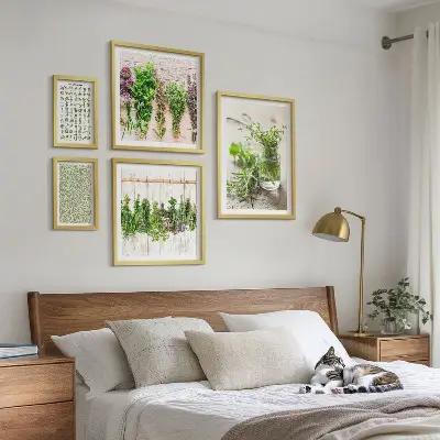 Tablou modular cu plante cu ramă decorativă