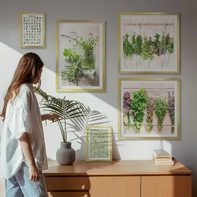 Tablou modular cu plante cu ramă decorativă