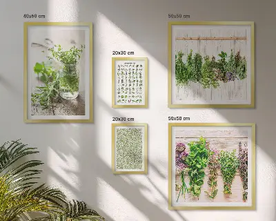 Tablou modular cu plante cu ramă decorativă