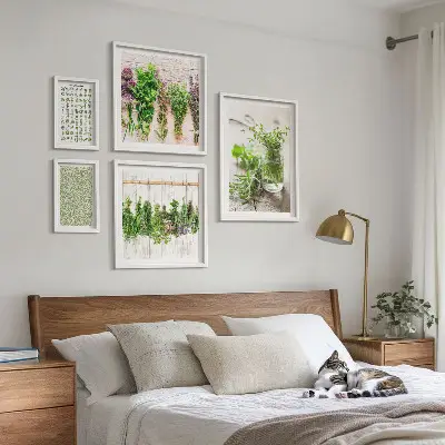 Tablou modular cu plante cu ramă decorativă