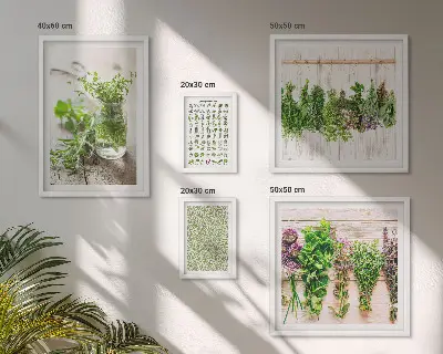 Tablou modular cu plante cu ramă decorativă