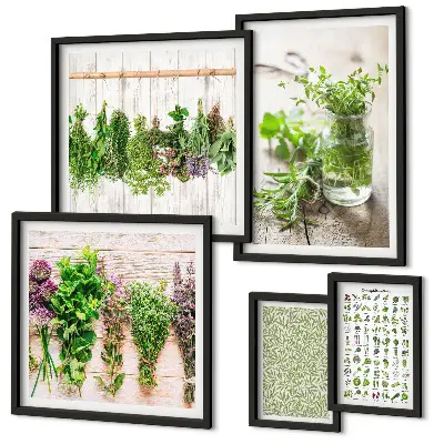 Tablou modular cu plante cu ramă decorativă