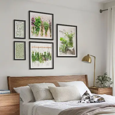 Tablou modular cu plante cu ramă decorativă