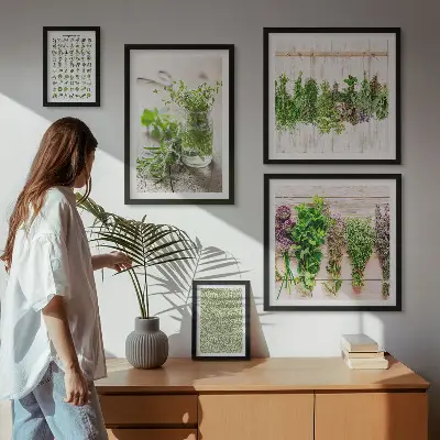 Tablou modular cu plante cu ramă decorativă
