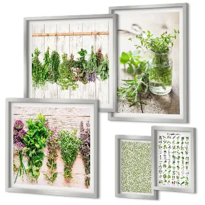 Tablou modular cu plante cu ramă decorativă