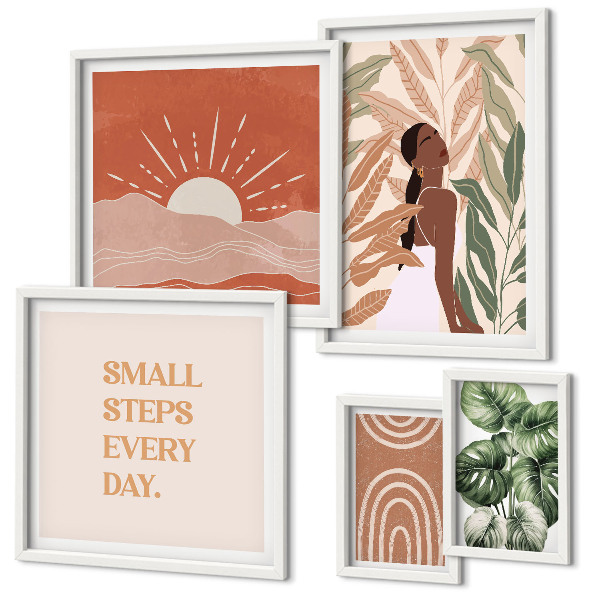 Decorațiune de perete set tablouri Motiv vegetal în stil boho