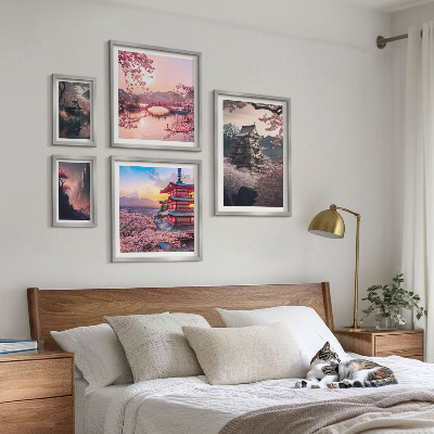 Decorațiune de perete set tablouri Peisaje japoneze cu cireși