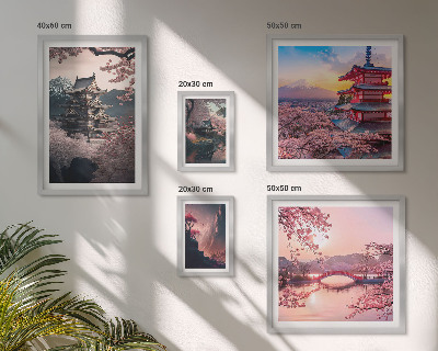 Decorațiune de perete set tablouri Peisaje japoneze cu cireși